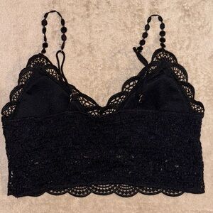 True Black Women’s Lace Bralette Medium Crop Top